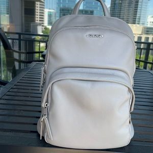 Tumi Dori Voyageur Leather Backpack Laptop Travel Womens Grey Work Bag Sleek